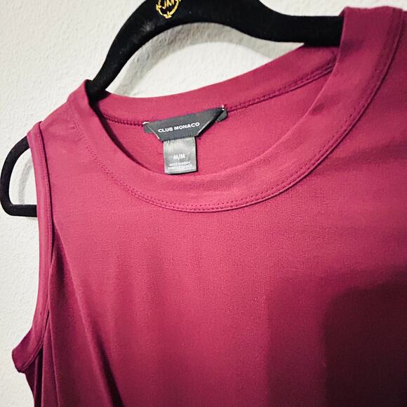 NEW Club Monaco Twist Front Jersey Midi Dress Feminine Career Capsule Plum Sz Md - Picture 8 of 11